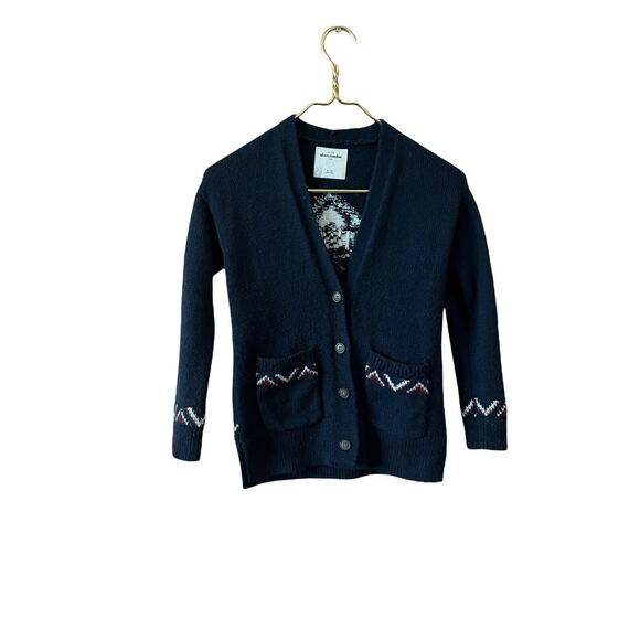 Abercrombie Kids Button Down navy blue Cardigan Sweater knit sz 9/10 - Picture 1 of 9